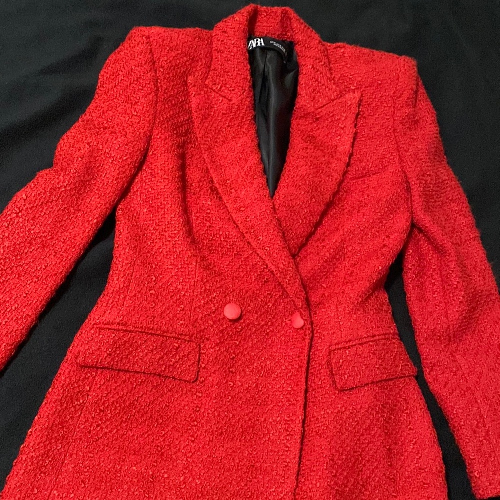 Zara red, XS blazer, bought from Spain, rare edition, New without tags, Tweed